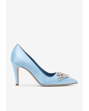 Manolo Blahnik Palos 90 Satin Court Shoes - Blue