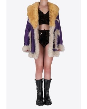 Prada Fur-Trimmed Coat - Black