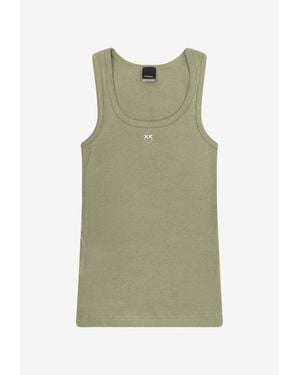 Pinko Logo Embroidered Tank Top - Green