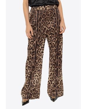 Dolce & Gabbana Leopard Print Wide-Leg Pants - Brown