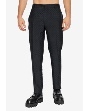 McQueen Skull Jacquard Tailored Pants - Blue