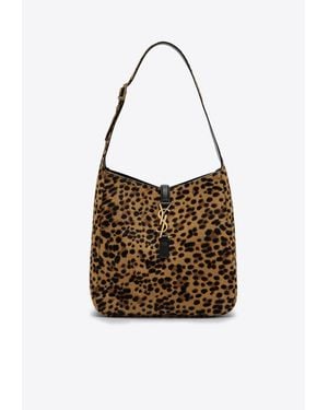 Saint Laurent Small Le 5 À 7 Leopard Print Bag - Brown