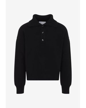 Ami Paris High-Collar Wool Sweater - Black