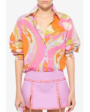 PUCCI Orchidee Print Long-Sleeved Shirt - Pink