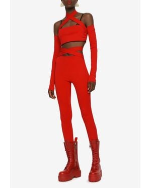 Dolce & Gabbana Crossover-Waist Leggings - Red