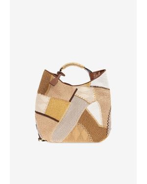 Moschino Handle Me Interwoven Top Handle Bag - White