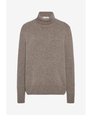 The Row Plira Ribbed Turtleneck Sweater - Grey