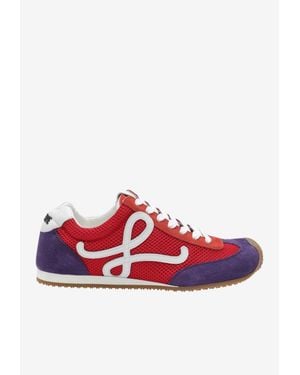 Loewe Ballet Runner 2.0 Suede And Mesh Sneakers - Red
