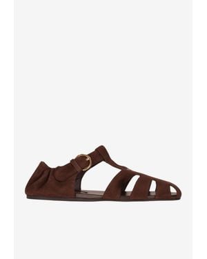 Miu Miu Suede Leather Sandals - Brown