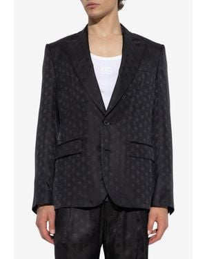 Dolce & Gabbana Silk Embossed Monogram Blazer - Black