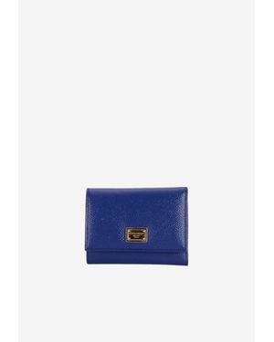 Dolce & Gabbana Logo Plaque Trifold Wallet - Blue