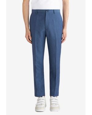 Etro Linen Blend Tailored Pants - Blue
