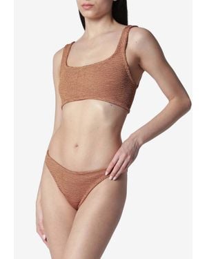 Hunza G Xandra Crinkled Metallic Bikini - Natural