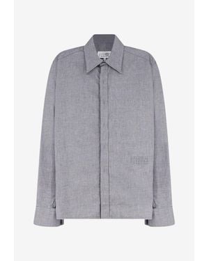 MM6 by Maison Margiela Tonal Logo Buttoned Shirt - Grey