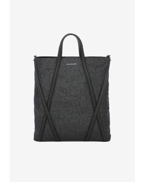 McQueen Harness Graffiti Tote Bag - Black