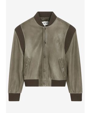 Loewe Leather Bomber Jacket - Green