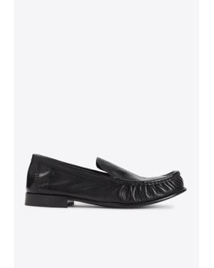 Miu Miu Logo Lettering Leather Loafers - Black