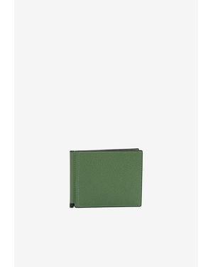 Valextra Grip Semplice Grained Leather Wallet - Green