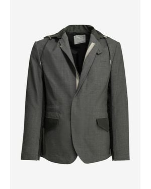Sacai X Nylon Hooded Blazer - Black