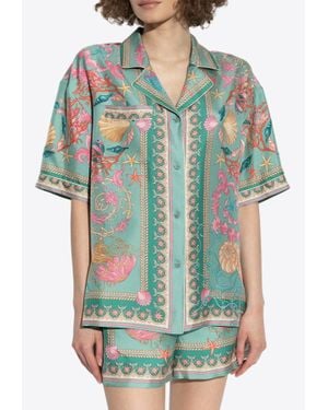 Versace Underwater Barocco Silk Shirt - Green