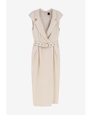 Pinko Amandine Midi Wrap Dress - Natural