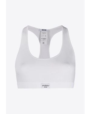 MSGM Logo-Patch Racerback Sports Bra - White