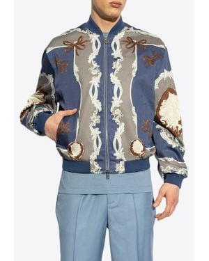 Versace Baroque Print Bomber Jacket - Blue