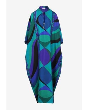 Emilio Pucci Pesci Print Maxi Kaftan - Blue