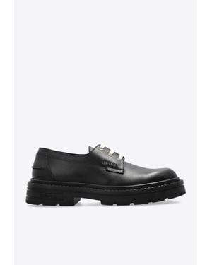 Versace Adriano Leather Derby Shoes - Black