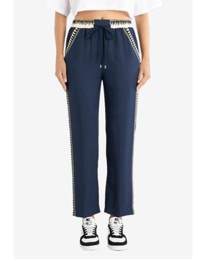 Etro Drawstring Geometric-Print Pants - Blue