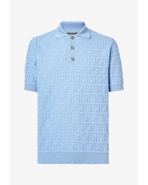 Fendi Logo-Embroidered Polo T-Shirt - Blue