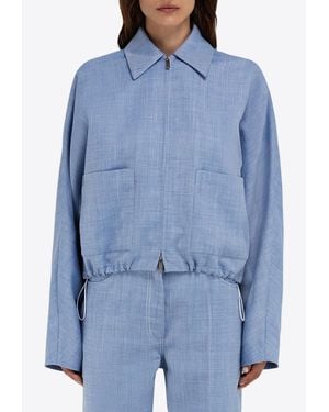 Ferragamo Cropped Zip-Up Jacket - Blue