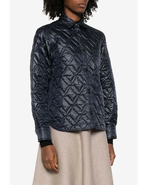 Moncler Logo-Patched Buttoned Jacket - Blue