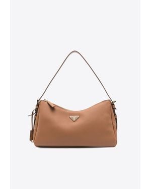 Prada Medium Aimée Leather Shoulder Bag - White