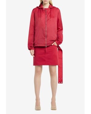 Courreges Hooded Lightweight Windbreaker Jacket - Red