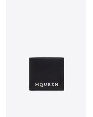 McQueen Bi-Fold Leather Wallet With Logo-Print - White