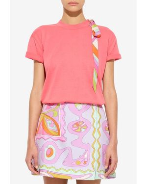 PUCCI Crewneck T-Shirt With Twill Scarf - Pink