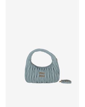 Miu Miu Wander Matelassé Leather Hobo Bag - Blue