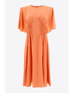 Chloé Silk Flared Dress - Orange