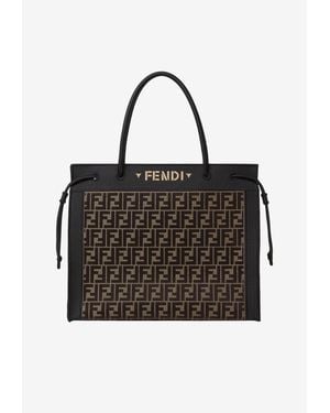 Fendi Large Ff Jacquard Magic Tote Bag - Black