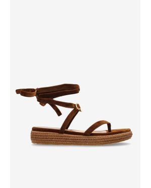 Gianvito Rossi Suede Espadrilles Sandals - Brown