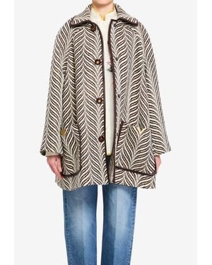 Valentino Animalier Wool Peacoat - White