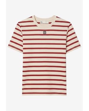 Tory Burch Striped Crewneck T-Shirt - Red