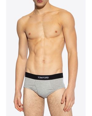 Tom Ford Logo Jacquard Briefs - Blue