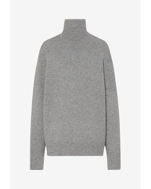 The Row Stepny Ribbed Turtleneck Sweater - Gray