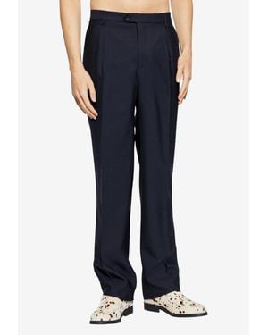 Etro Straight-Leg Wool Pants - Blue