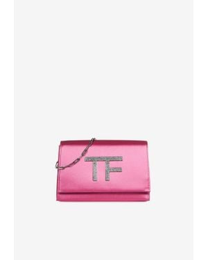 Tom Ford Disco Satin Clutch With Crystal Tf - Pink