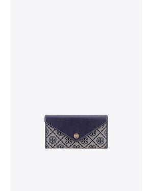 Tory Burch T Monogram Jacquard Envelope Wallet - Blue