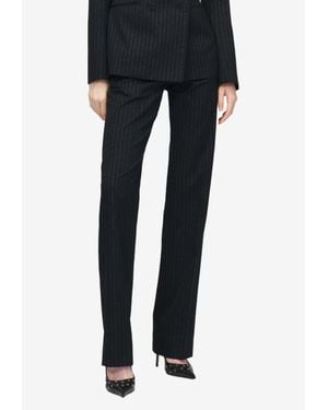 McQueen Wool Pinstripe Tailored Pants - Black