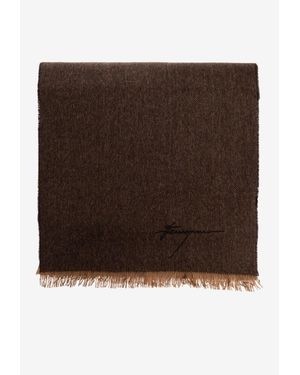 Ferragamo Cashmere Logo Scarf - Brown